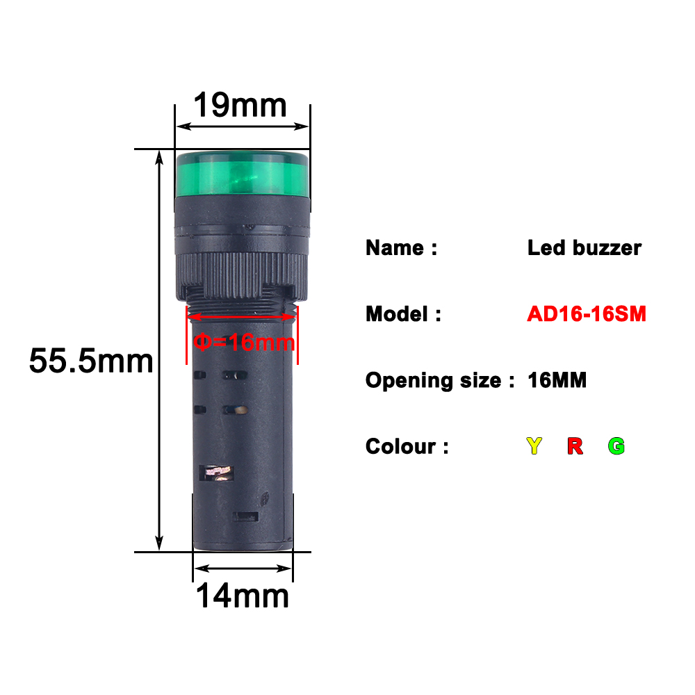 1PC AD16-22SM 16SM Rot Grün Gelb 12V24V220V 22mm 16mm Flash Signal Licht LED Aktive Summer beep Alarm Anzeige Lampe