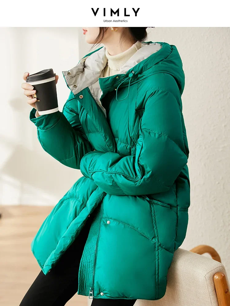 Vimly abrigo de invierno para mujer, abrigos de plumón, chaqueta larga de plumón, Chaqueta de plumón de pato con capucha para mujer, abrigo grueso y cálido de lujo, longitud media, para invierno, 2022, 50302