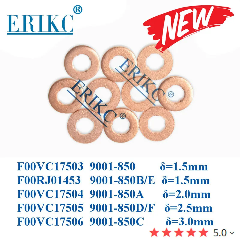 Arandelas de cobre F00VC17502 F00VC17503 F00VC17504 F00VC17505 F00VC17506 9001-850C para inyector BOSCH Delphi