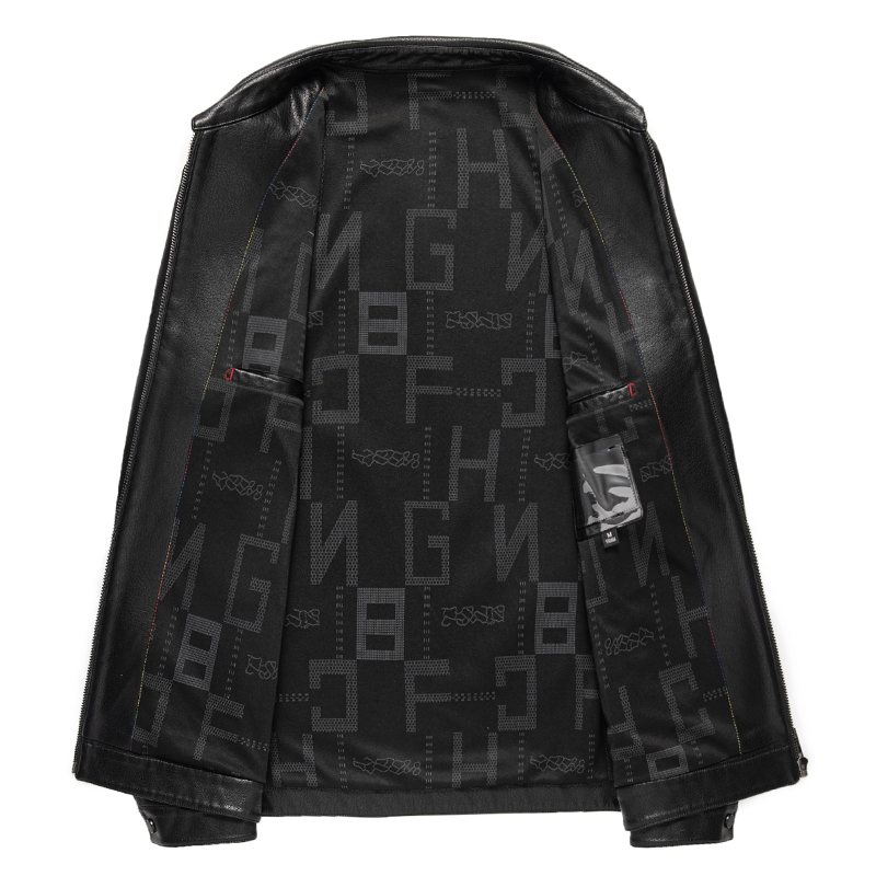 YN-2335 Frühling und Herbst Herren Echtleder Polo Mock Neck Jacke Mode Schlanker Schaffellmantel Schwarz Grau Ehemann Geschenk Jugend