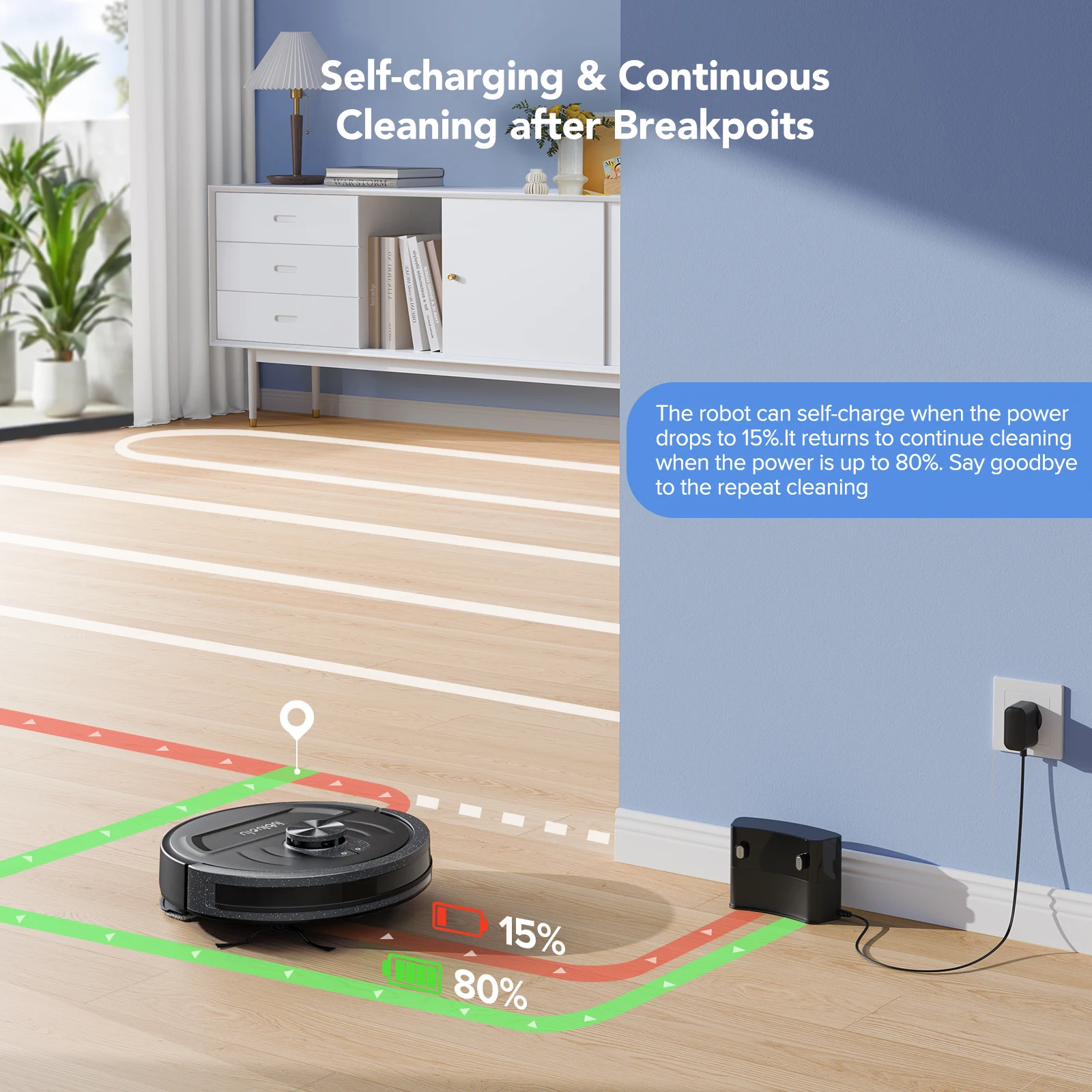 Lubluelu 5500Pa Roboter-Staubsauger, 3-in-1-Roboter-Staubsauger, intelligentes Mapping, 30 No-Go-Zonen für Hartböden, Teppiche, Tierhaare