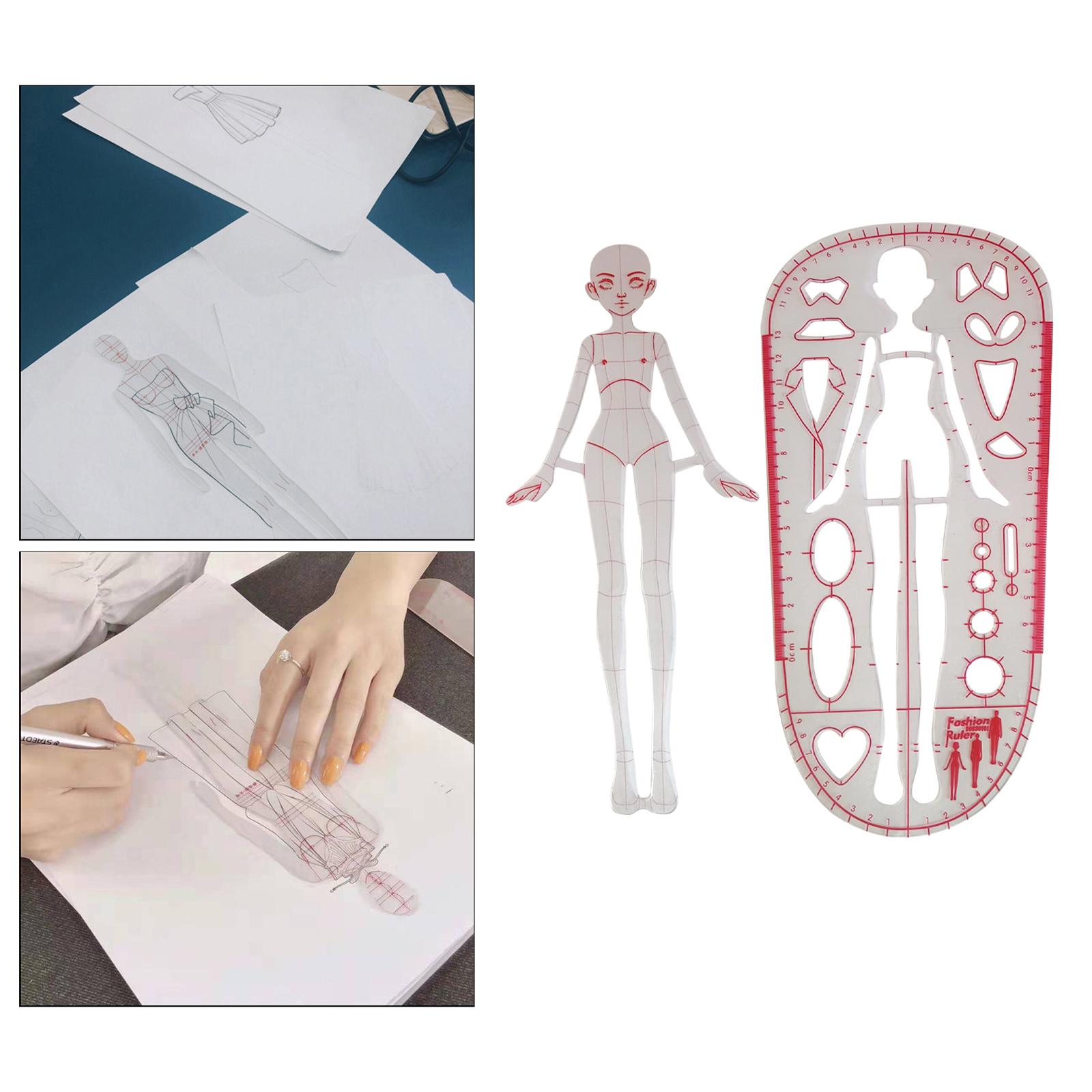 2 Stück Mode Zeichnung Vorlage Lineal Muster Hersteller Patchwork Lineal Mehrzweck klare Modelle Mode Illustration Herrscher Frau