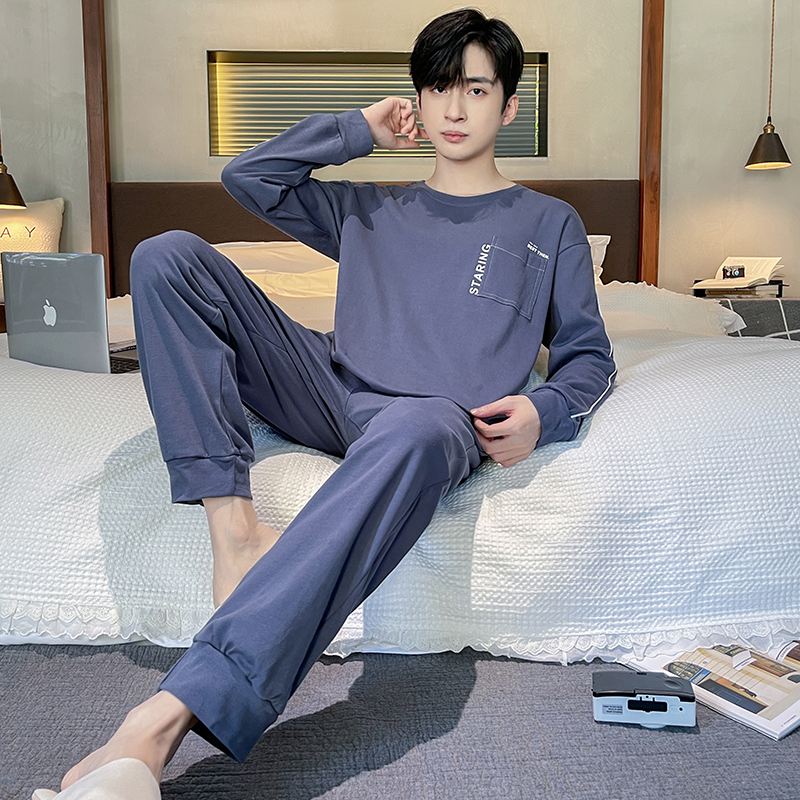 Lente Herfst Plus 4XL Gebreide heren Nachtkleding Brief Rooster Pyjama Plaid Pyjama Sets Casual Loungewear Pyjama Nacht Mode