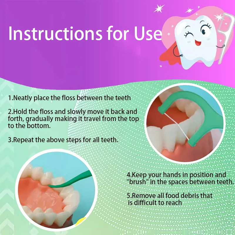 Smooth Mint Floss Stick - ทําความสะอาดการดูแลช่องปากเพื่อสุขภาพช่องปาก เหมาะสําหรับการทําความสะอาดสารตกค้างอาหารระหว่างฟันทุกวัน
