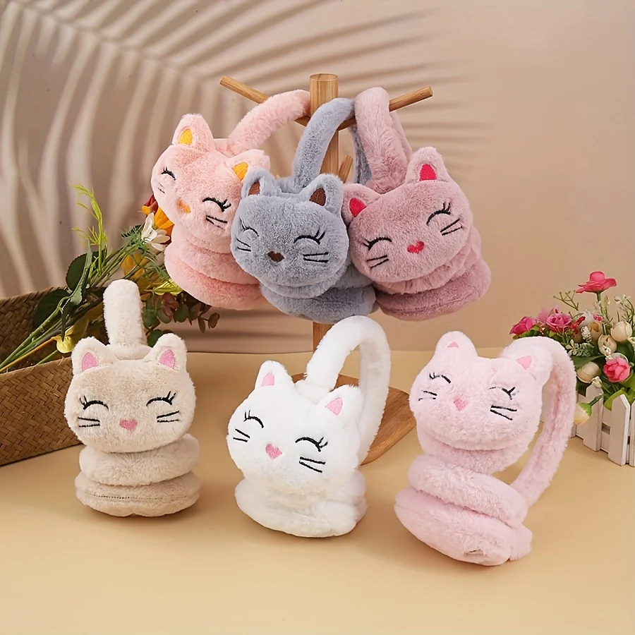 Korean Version Autumn and Winter Plush Warm Earmuffs, Plush Cute Cartoon Cat Earmuffs, Protect Ears From Cold