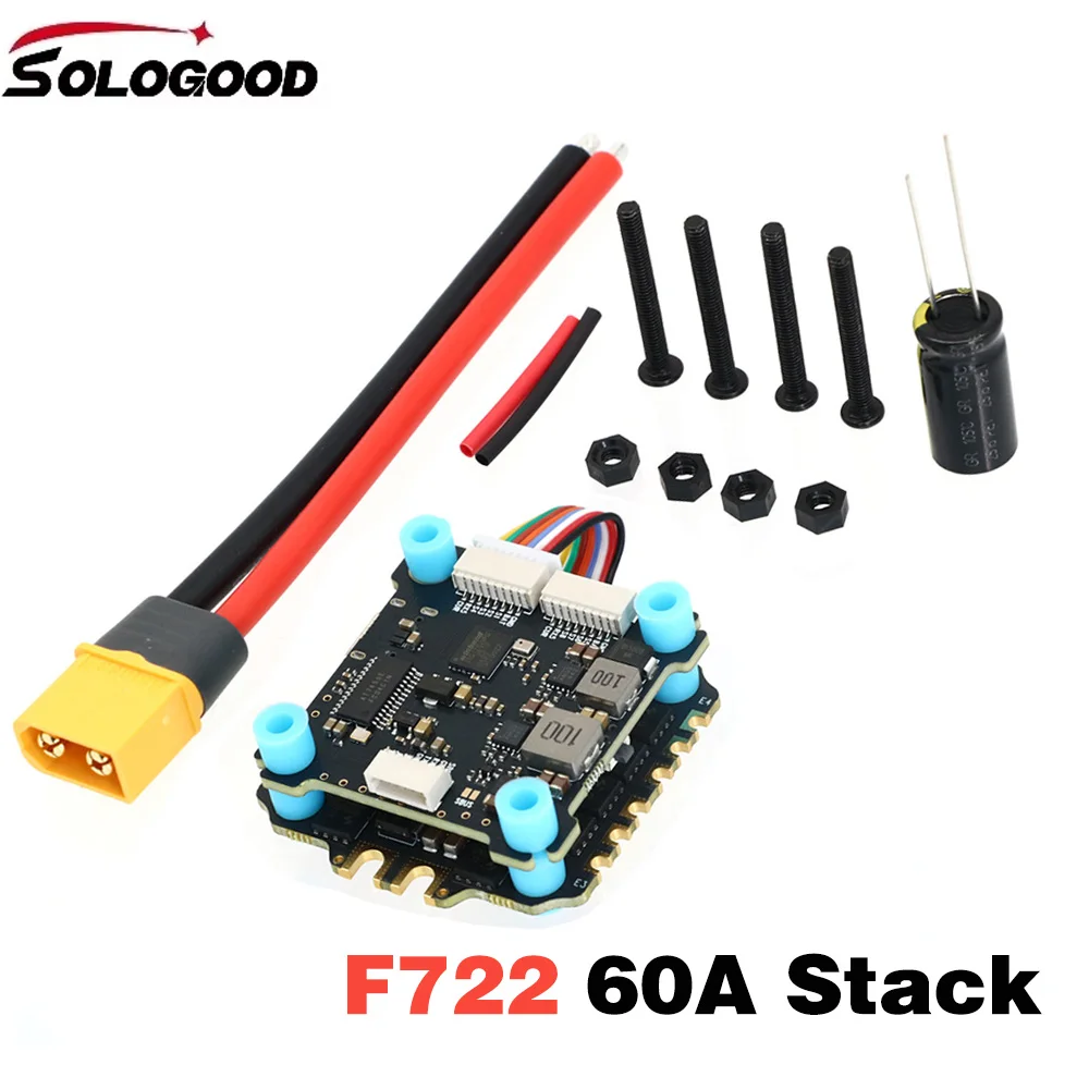SoloGood F722 Flight Controller & BLHELI_S 60A 4in1 ESC F722 60A Stack for FPV Drones Parts