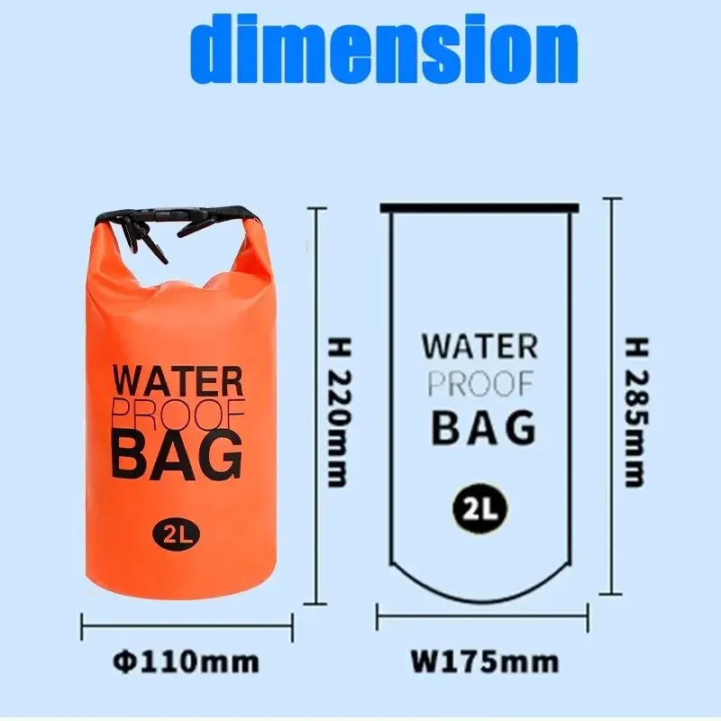2 liter waterproof dry bag storage swimming kayak River hiking float sailing canoe diving compression backpack