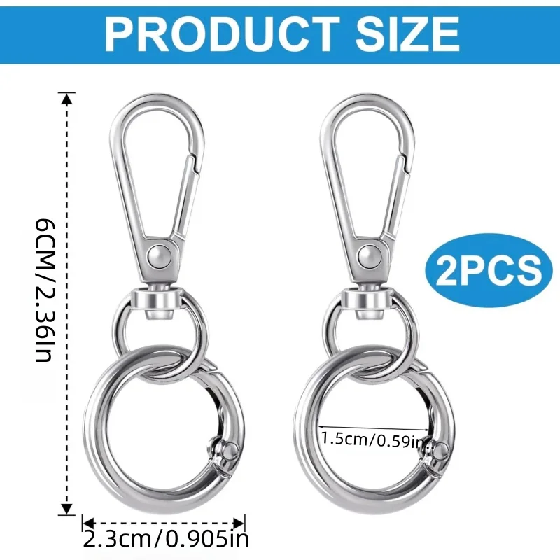 2 pcs คลิปหมุน Clasp,โลหะหมุน Snap Hooks, คู่เปิด Key CHAIN คลิป Key แหวนสําหรับงานฝีมือ DIY Lanyard ทํา
