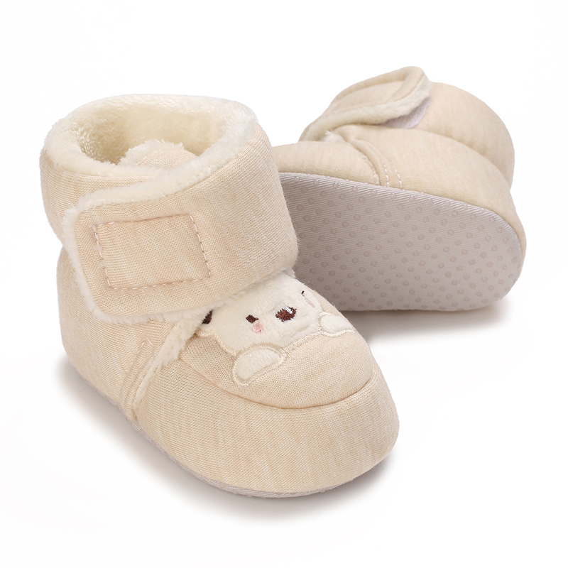 Nette Bär Baby Schuhe Cartoon Weiche Sohlen Schnee Stiefel für Kleinkinder Jungen Mädchen Herbst Winter Warm Verdicken Plüsch Kinder Erste Wanderer 0-18M