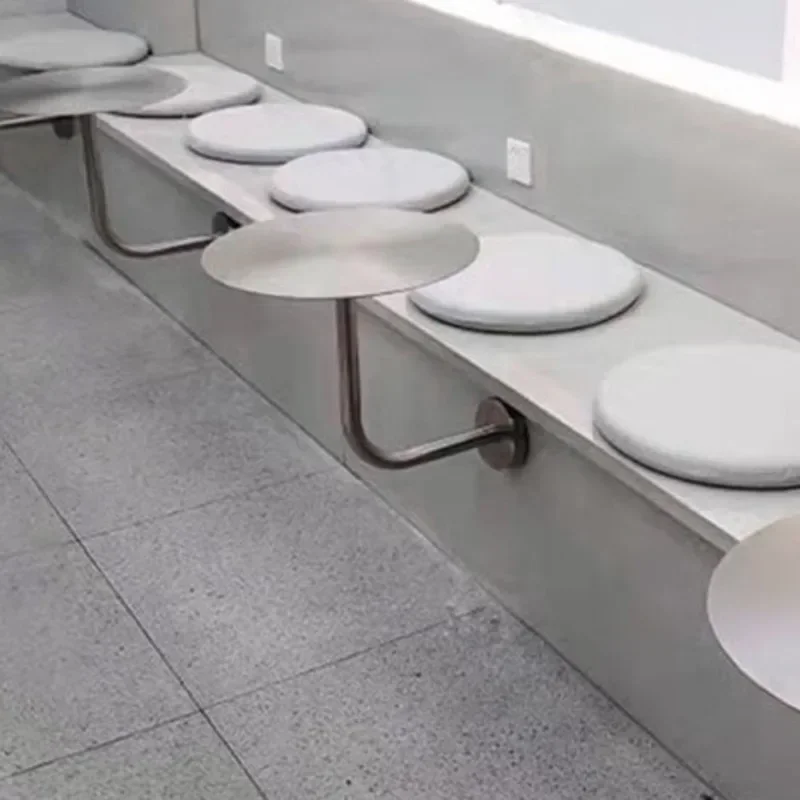 Wall Hanging Stainless Steel Small Round Table Modern Milk Tea Shop Cafe Table Simple Against The Wall Space Saving Table