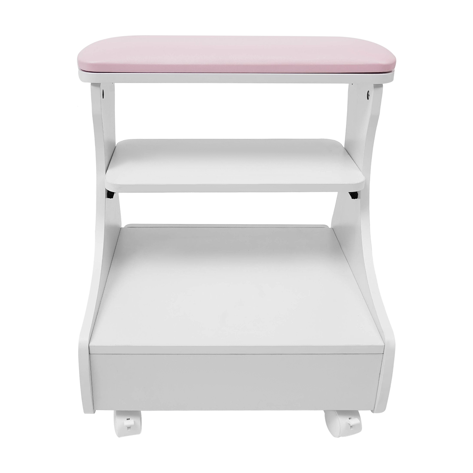 Tabouret de bain de pieds avec roulettes, assistance aux pieds, chariot de bain de pieds, pédicure et manucure, blanc et rose