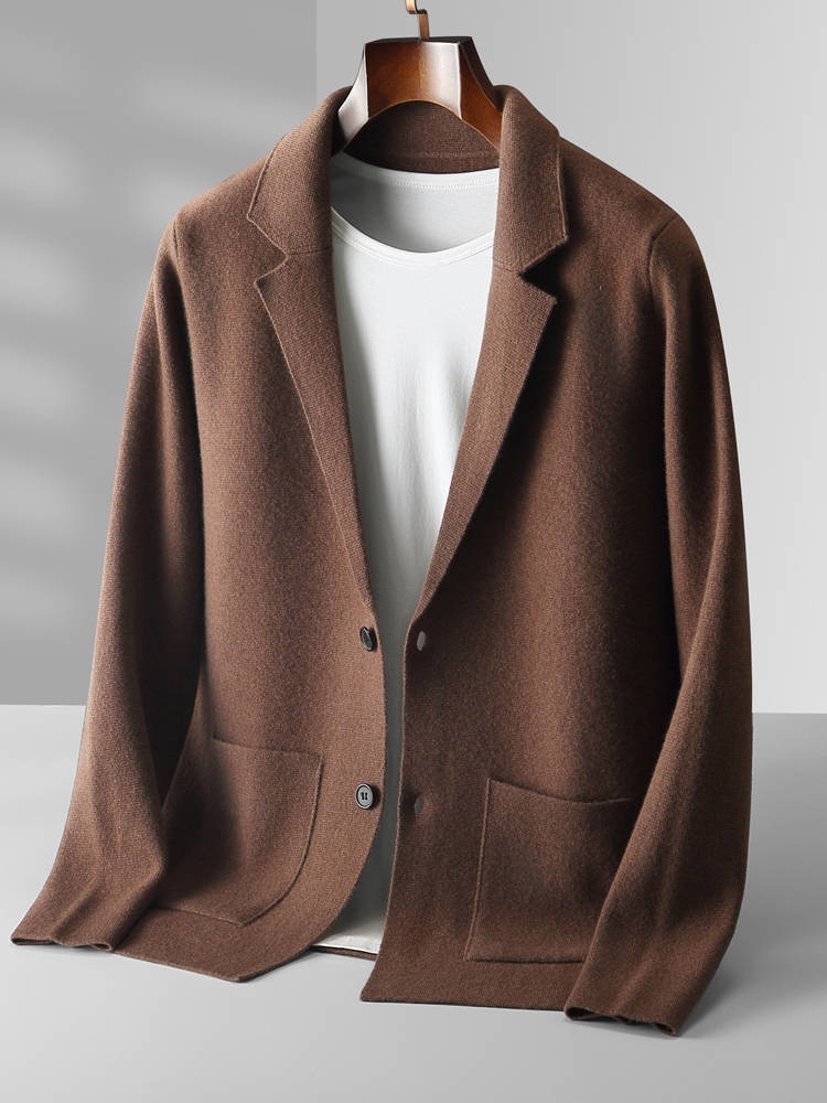 Herfst Winter Mannen Kasjmier Trui Knop Vest Turn-Down Kraag 100% Merinowol Zak Truien Zachte Casual Mode Jas