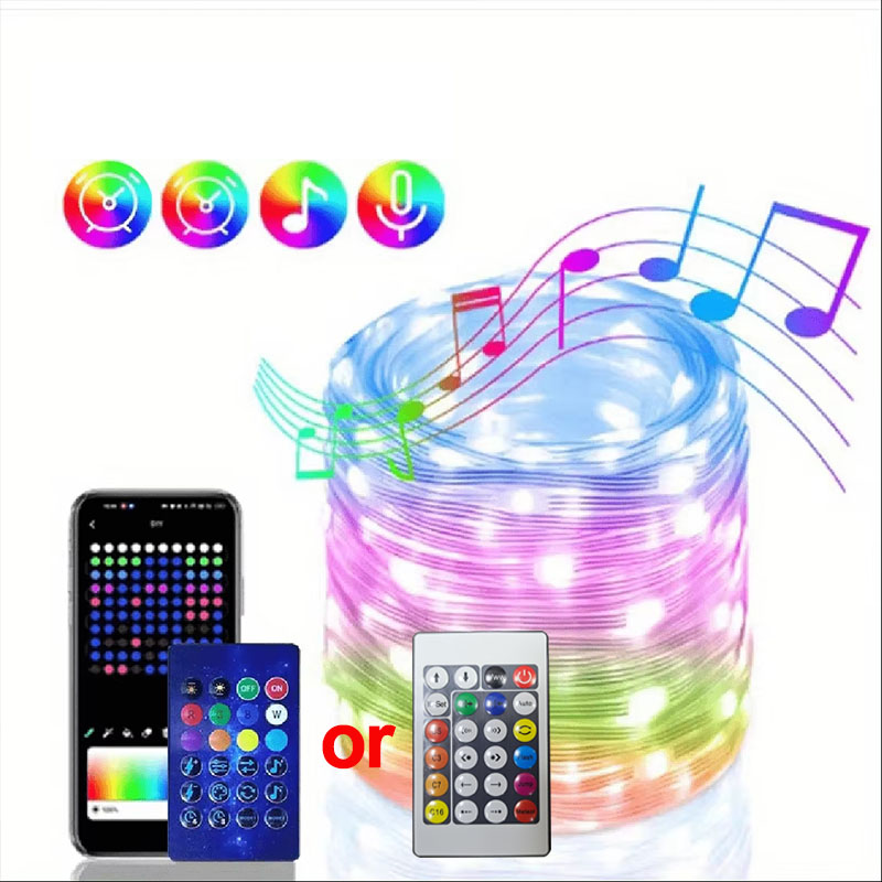 Ws2812b rgb ledストリング20m 10m 5m diy smart ic app bluetoothリモートフェアリーライトdreamcolorガーデンパーティークリスマス結婚式の装飾