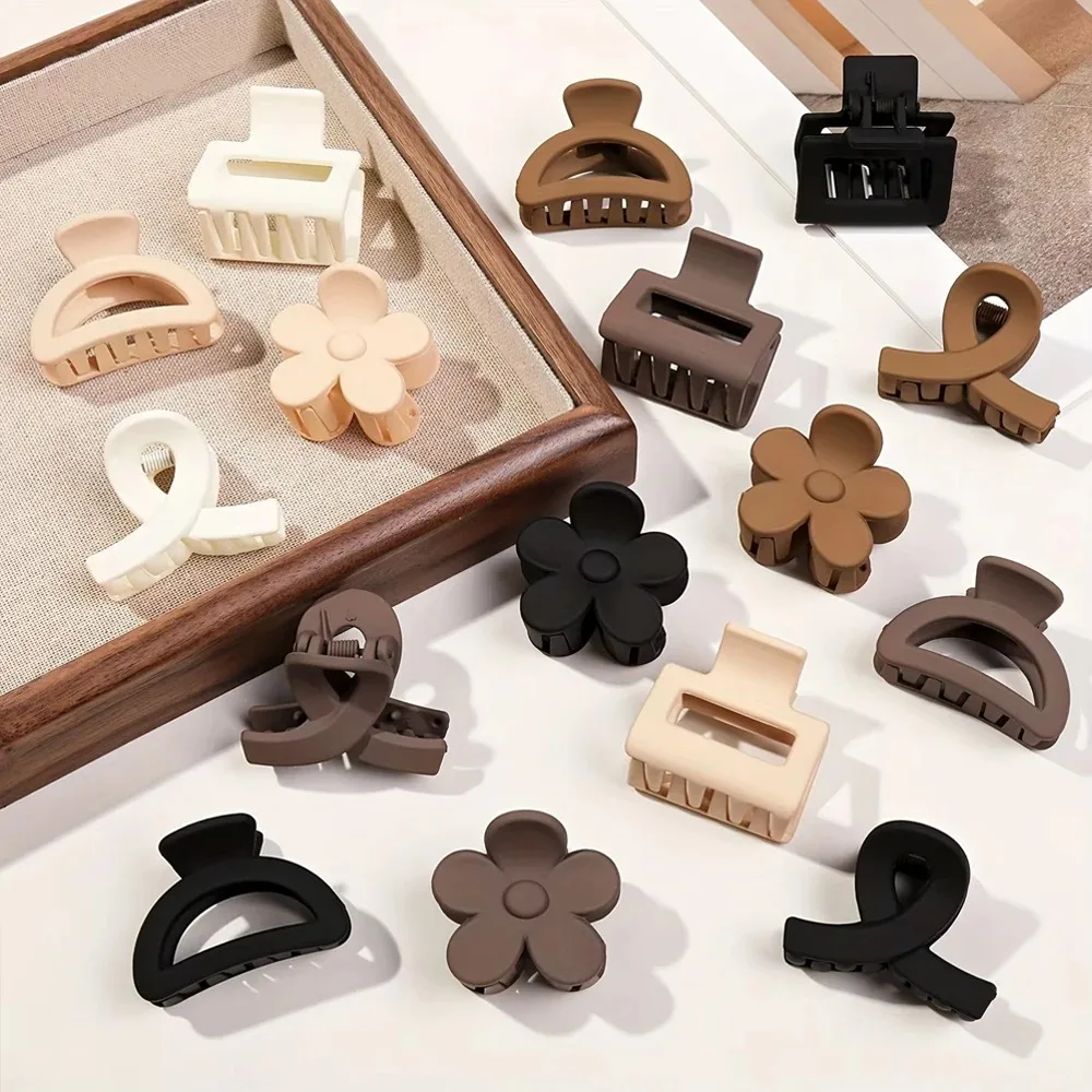 4/5 Uds. Pinzas en forma de garra para el pelo de mandíbula rectangular mate con flor pequeña para mujeres y niñas pasadores semicirculares para cabello fino