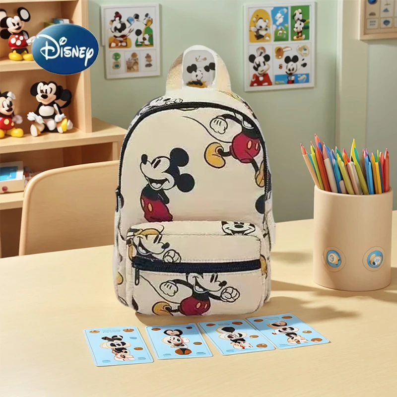 Nueva mochila de Mickey Mouse con estampado de dibujos animados de Disney, mochila escolar ligera para niños, bolso pequeño, 2 uds.