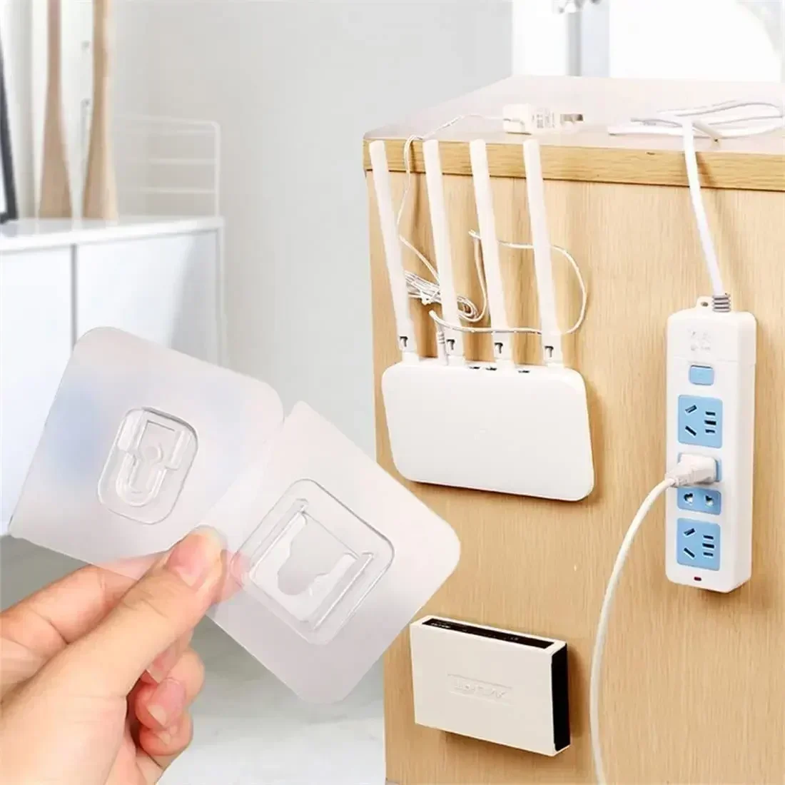 Double-Sided Self Adhesive Wall Hooks Strong Stickyโปร่งใสTracelessห้องครัวห้องนอนHookผู้ถือขายส่ง