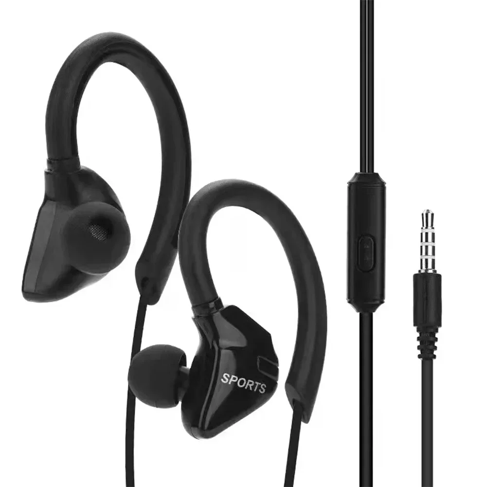 Auriculares deportivos para colgar en la oreja de 3,5mm, auriculares con cable con gancho para la oreja de 1,25 m para iPhone, Samsung, MP3, Smartphone, auriculares intrauditivos con incorporado