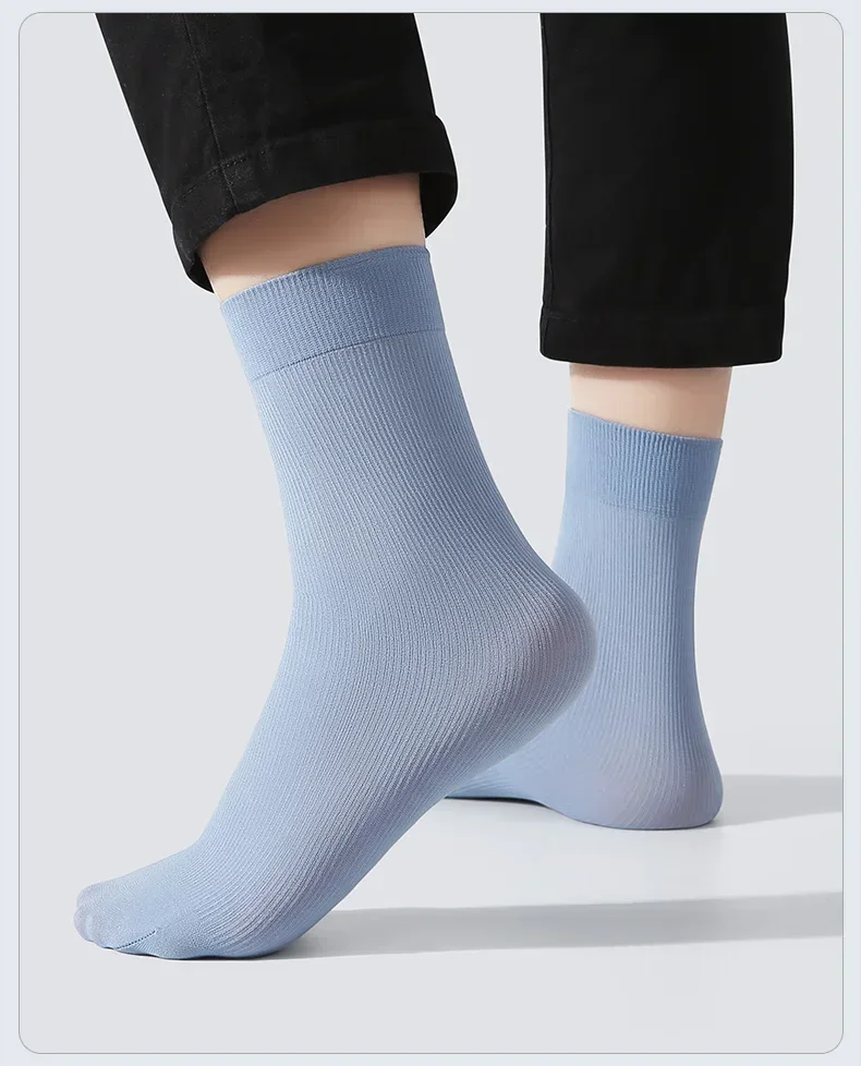 10/20 pares de calcetines de seda de hielo para hombre, calcetines ultrafinos de verano y primavera, calcetines de negocios sólidos, calcetines suaves transpirables, calcetines tobilleros de fibra de bambú