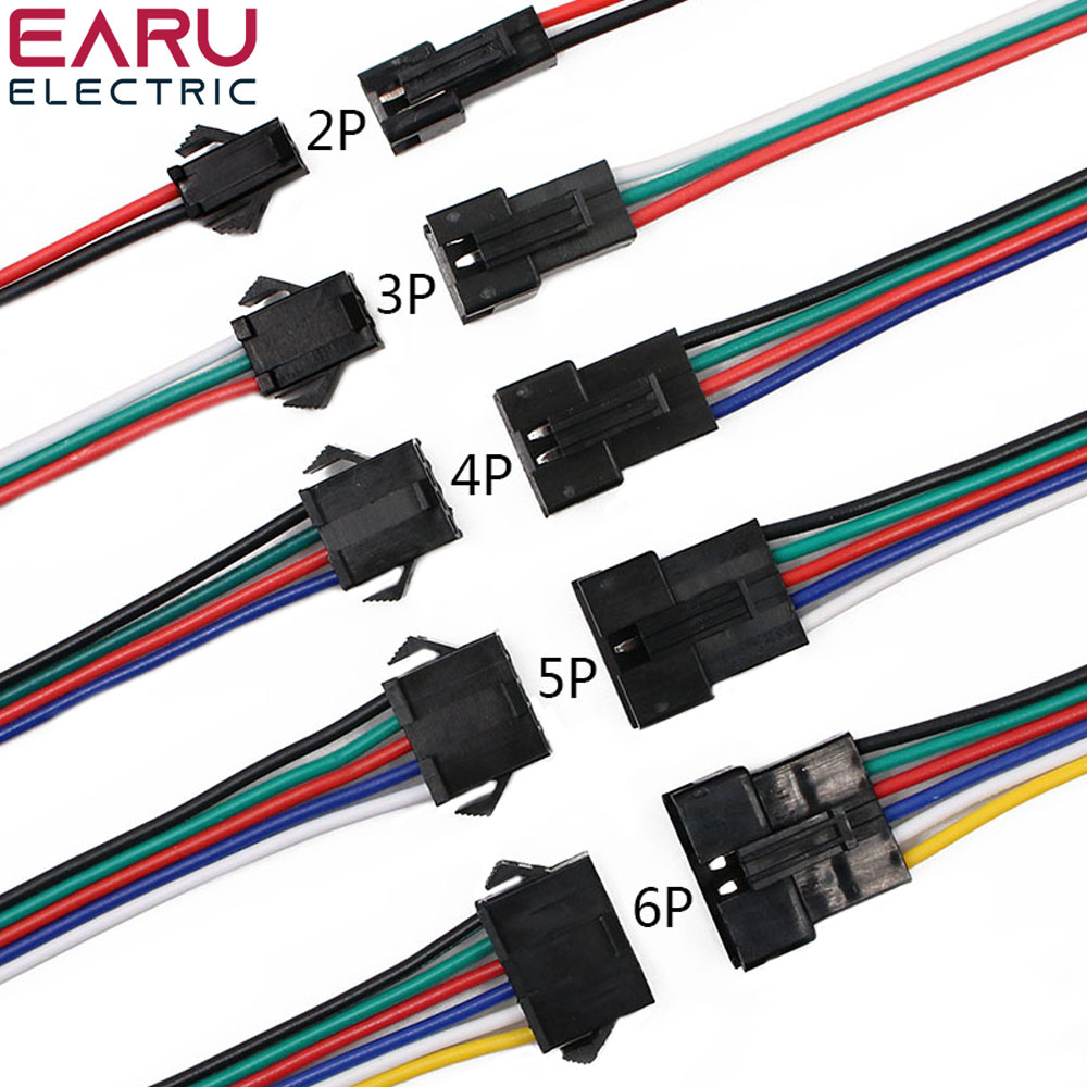 2Pin 3Pin 4Pin 5Pin 6Pin conector led macho/hembra JST SM 2 3 4 5 6Pin Cable de conector de clavija para controlador de lámpara de luz de tira Led