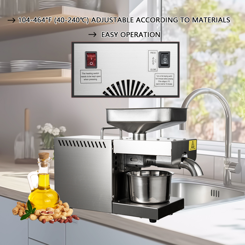 1500W 110V/220V 自動コールドプレスオイルマシン、オイルコールドプレス機、ヒマワリ種子油抽出器、オイルプレス抽出