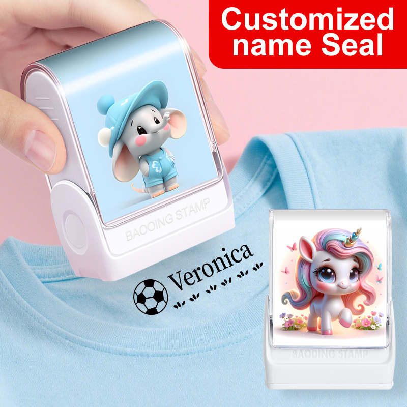 Anpassbares Reise-Stempelset – langlebiges, wasserfestes Namenssiegel für Kinder, personalisiertes Kindergarten-Geschenk, lichtechte Tintentechnologie
