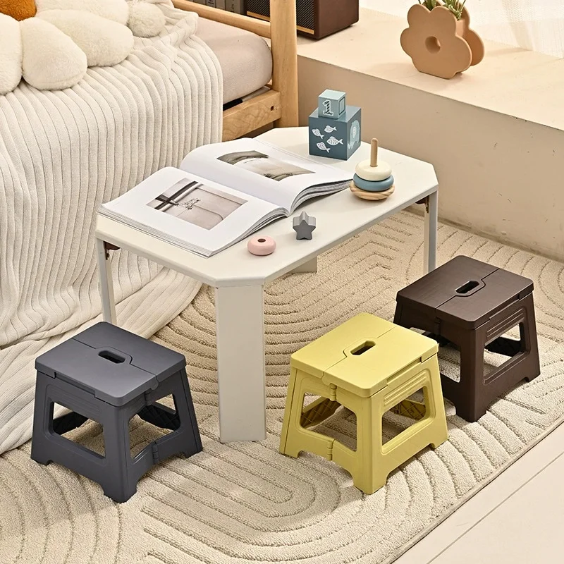 Lightweight Folding Step Stool Multi Purpose Handheld Thickened Footstool Non-Slip Plastic Small Benches Kitchen