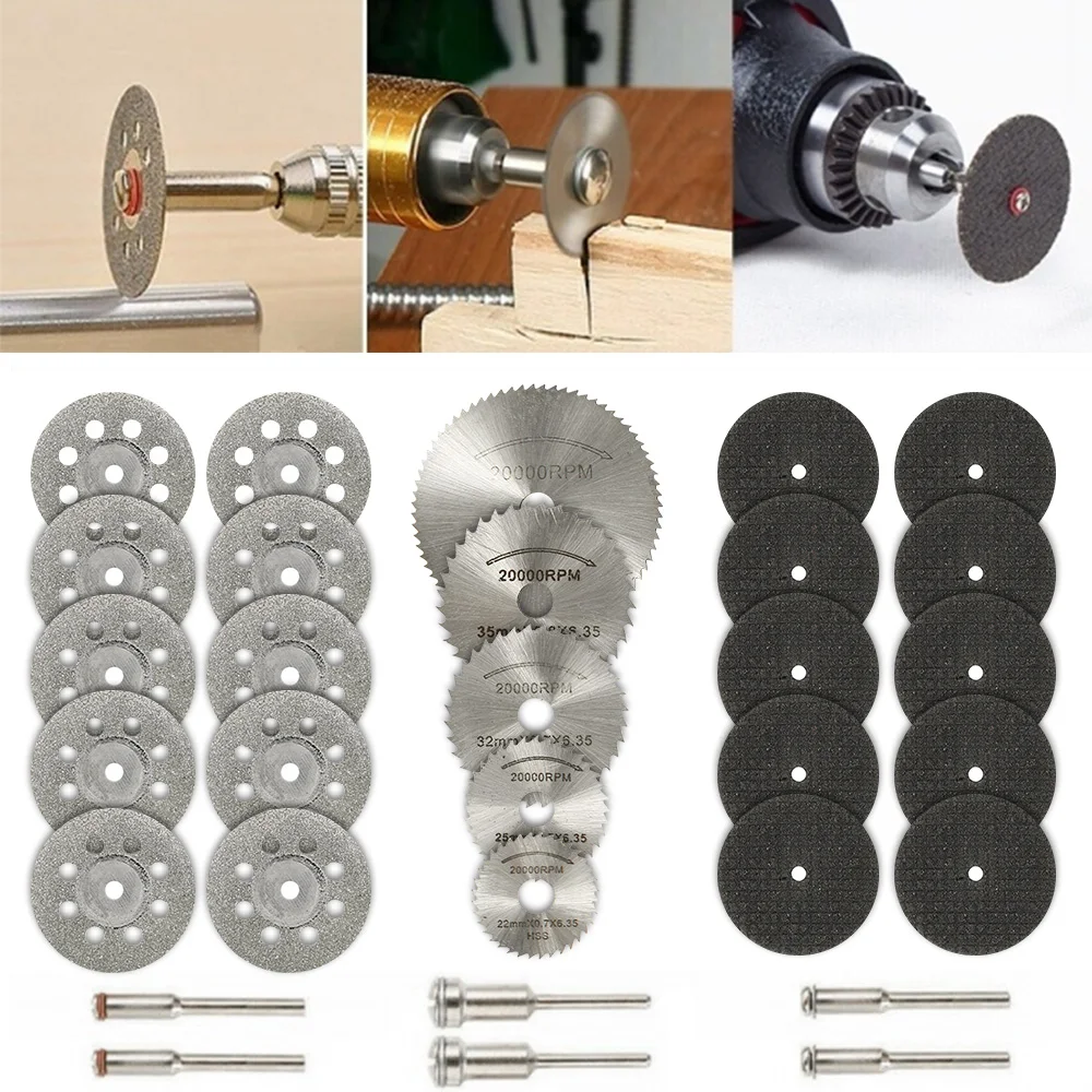 6-32 pezzi mini set di lame per sega circolare levigatura disco da taglio per mola per accessori Dremel utensili rotanti per taglio metalli