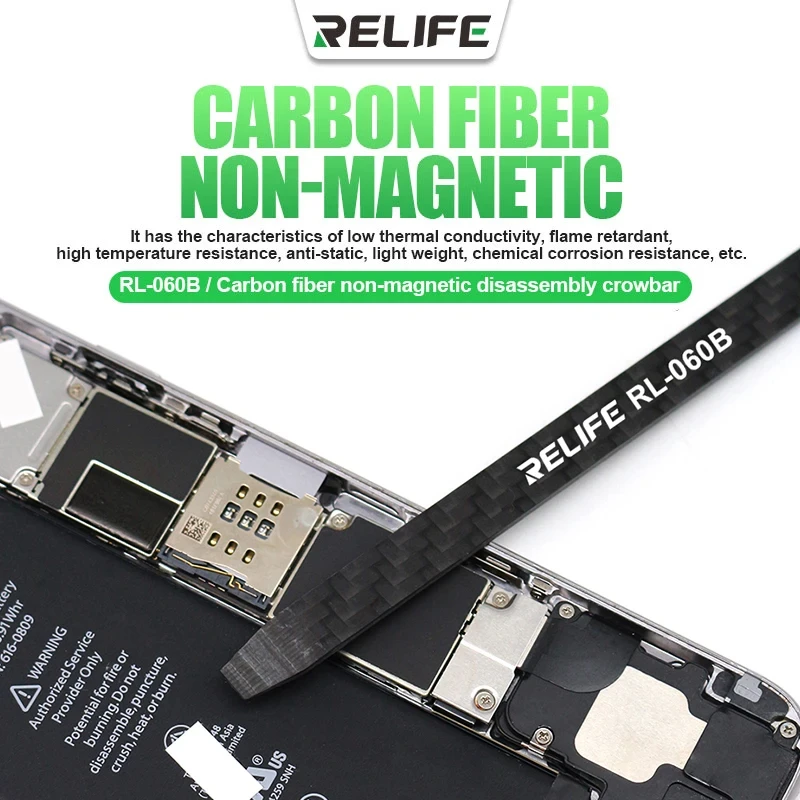 RELIFE RL-060B カーボンファイバー非磁性解体バール電話コンポーネント LCD スクリーン開口部バックカバー分解ツール