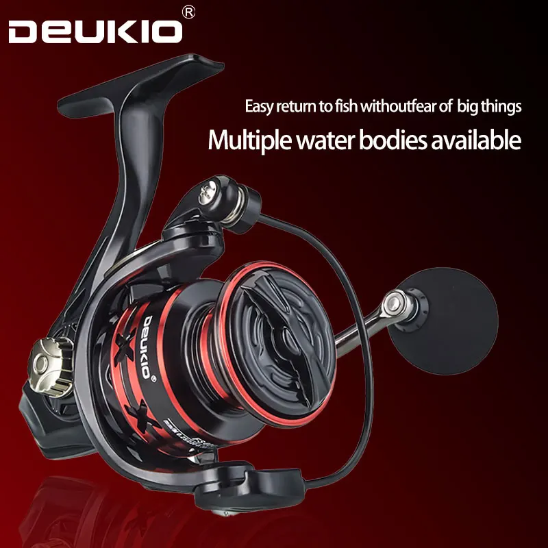 DEUKIO, rueda giratoria sin huecos ampliamente utilizada, rueda de pesca totalmente metálica, rueda de pesca Luya, carrete de pesca especial, equipo de pesca largo