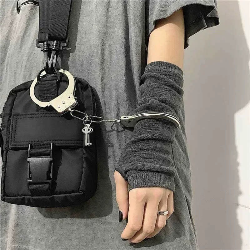 Mulheres homens gótico lolita luva braço capa harajuku aquecedores de braço listrado sem dedos punk longa pulseira moda y2k meninas luvas
