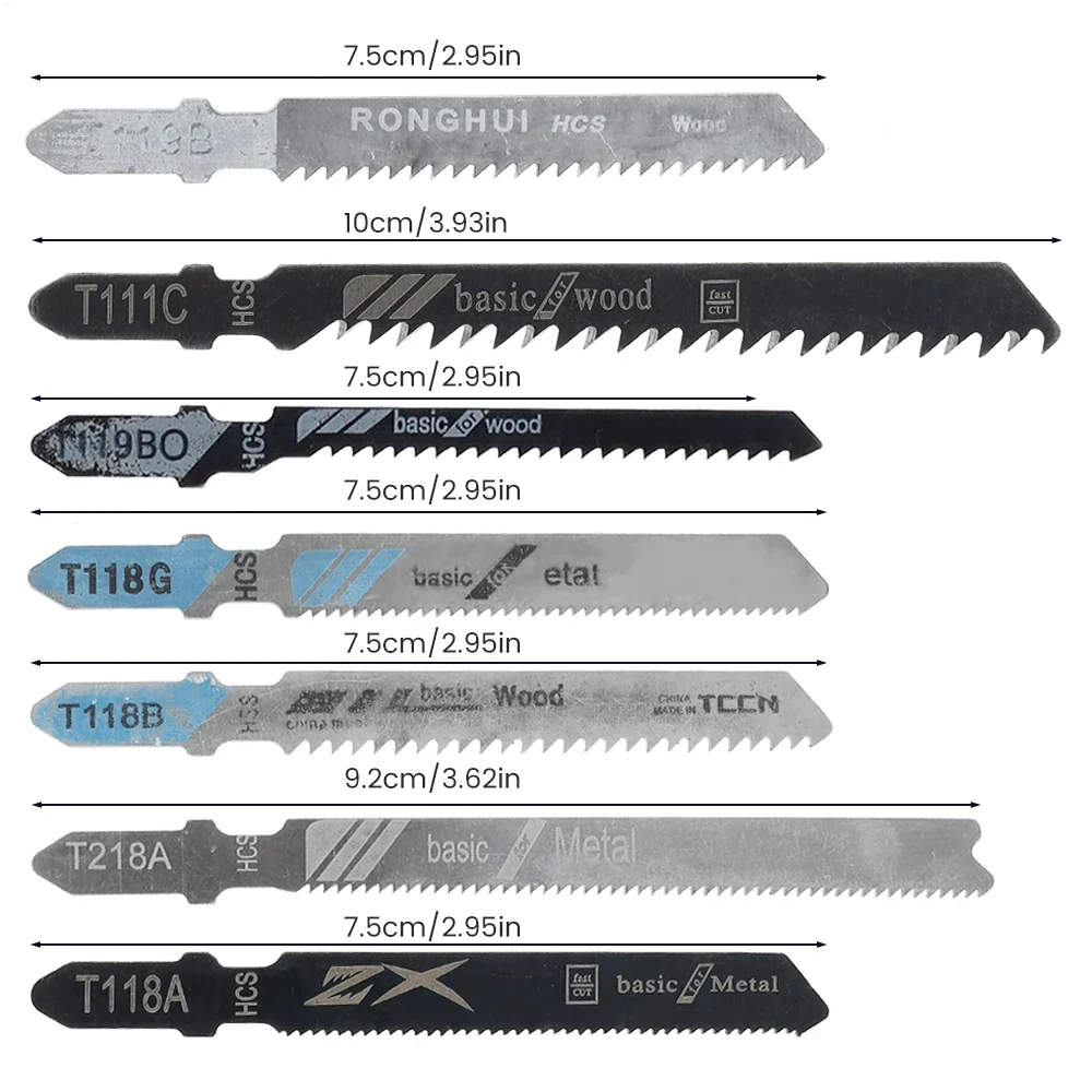 20-teiliges Stichsägeblatt-Set, T-Schaft, HCS, verschiedene Stichsägeblätter zum Schneiden von Holz, Kunststoff und Metall für Black & Decker Metabo