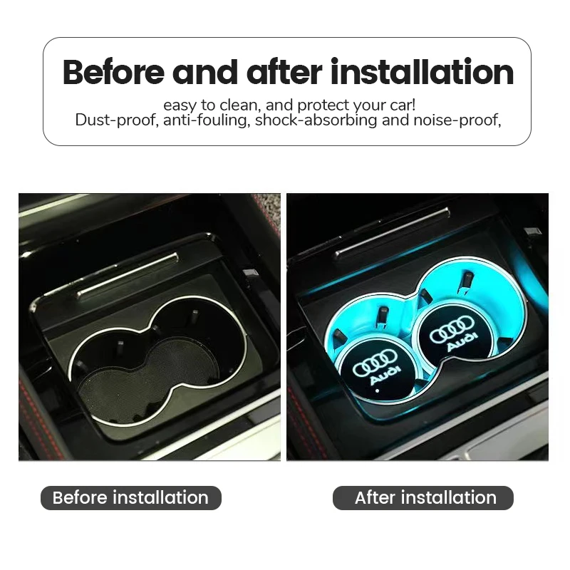 7 farbe LED Auto Tasse Halter Licht Leucht Coaster Wasser Tasse Pad Zubehör Für Audi A3 A4 B8 8P B9 8V B6 A5 B7 A1 A6 C6 Q3 Q5