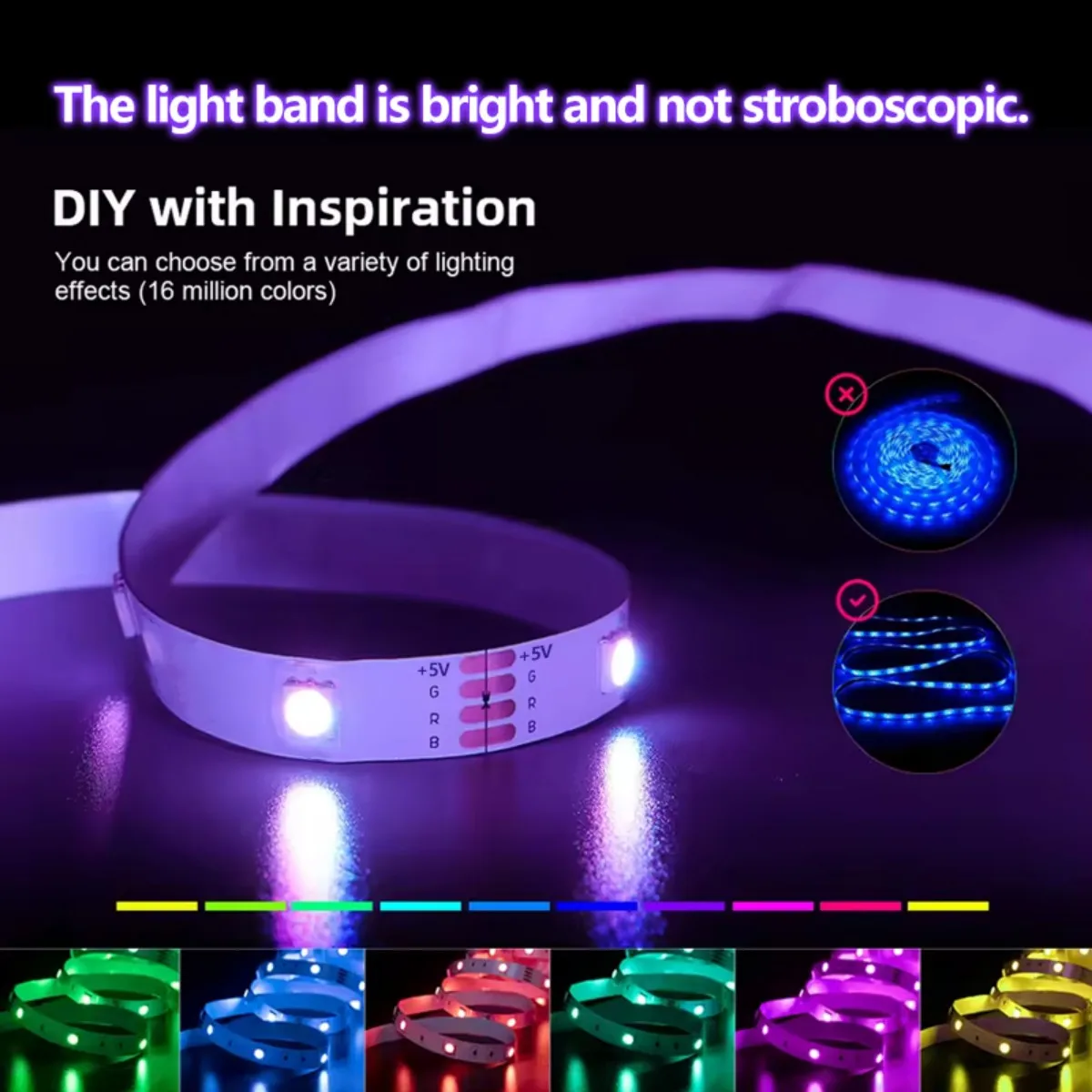 LED strip for TV back, with infrared remote control RGB lamp, suitable for bedroom, home, game room, party and wall decoration