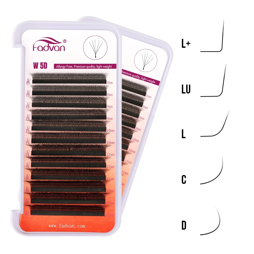 Fadvan L/ L+/LU (M) Curl YY 3D 4D 5D 6D Fox Lashes Extensión de 12 líneas Longitud mixta 0,07 D 8-15 mm