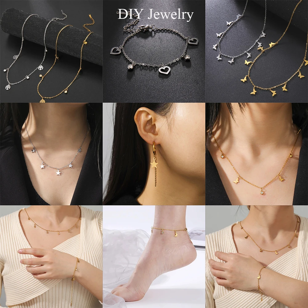 Eueavan 5 Cái/lốc Charms Thép Không Gỉ Đối Với Trang Sức Làm Cây Của Cuộc Sống Rắn Chữ Thập Bướm Mặt Dây Chuyền Mini Quyến Rũ Vòng Đeo Tay Tự Làm Phụ Kiện