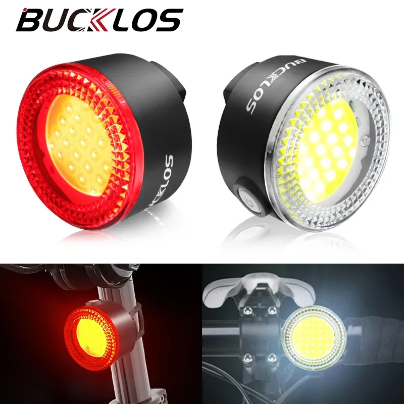 BUCKLOS luz de bicicleta COB luces delanteras traseras de bicicleta LED recargable lámpara de bicicleta de carretera de montaña luz trasera de bicicleta linterna de ciclismo