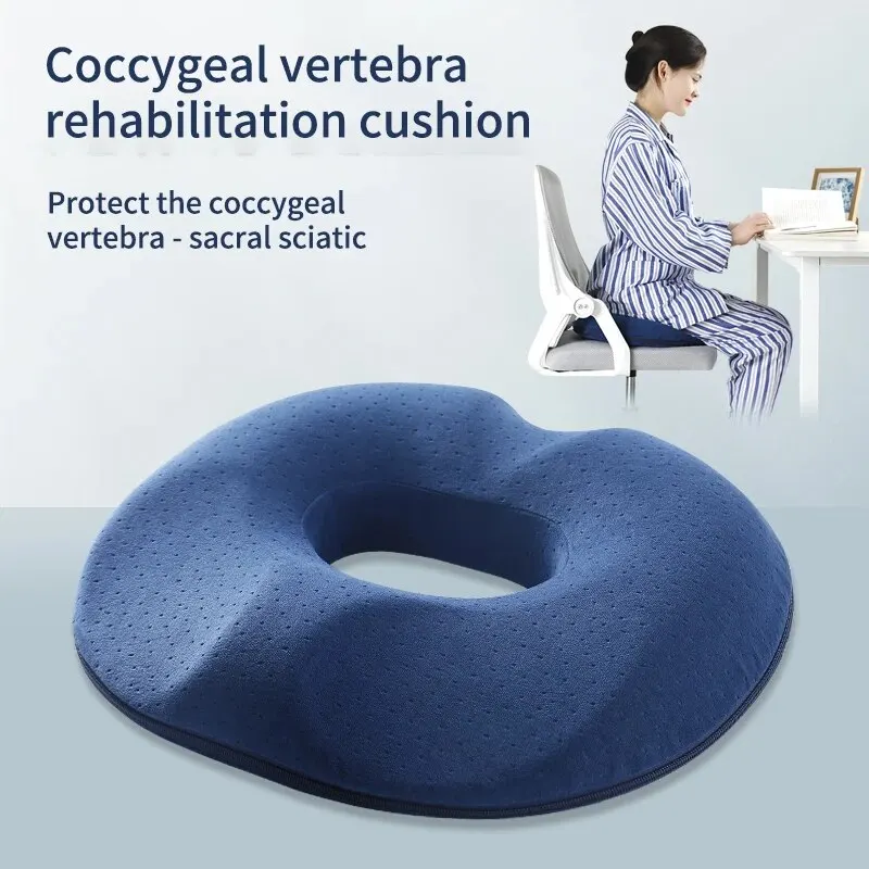 Cojín de asiento de oficina de algodón viscoelástico, cojín de descompresión postoperatorio para coxis masculino y femenino para hemorroides