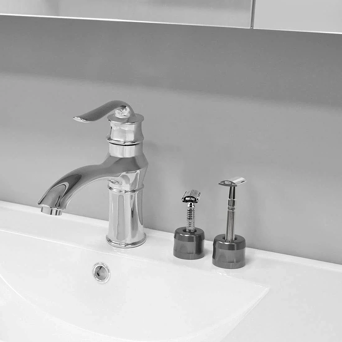 Supporto per rasoio di sicurezza, supporto da barba da uomo in lega di alluminio per controsoffitti del bagno Supporto per rasoio da barba manuale in metallo da uomo