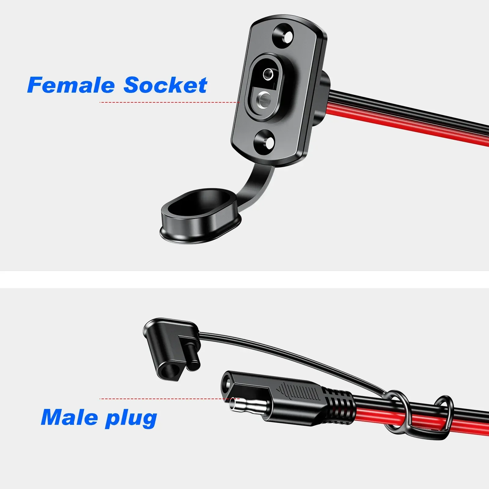 SAE Conector Rápido Chicote Adaptador SAE Plugue Macho para Cabo de Soquete Fêmea 1FT 12AWG Cabo de Extensão SAE