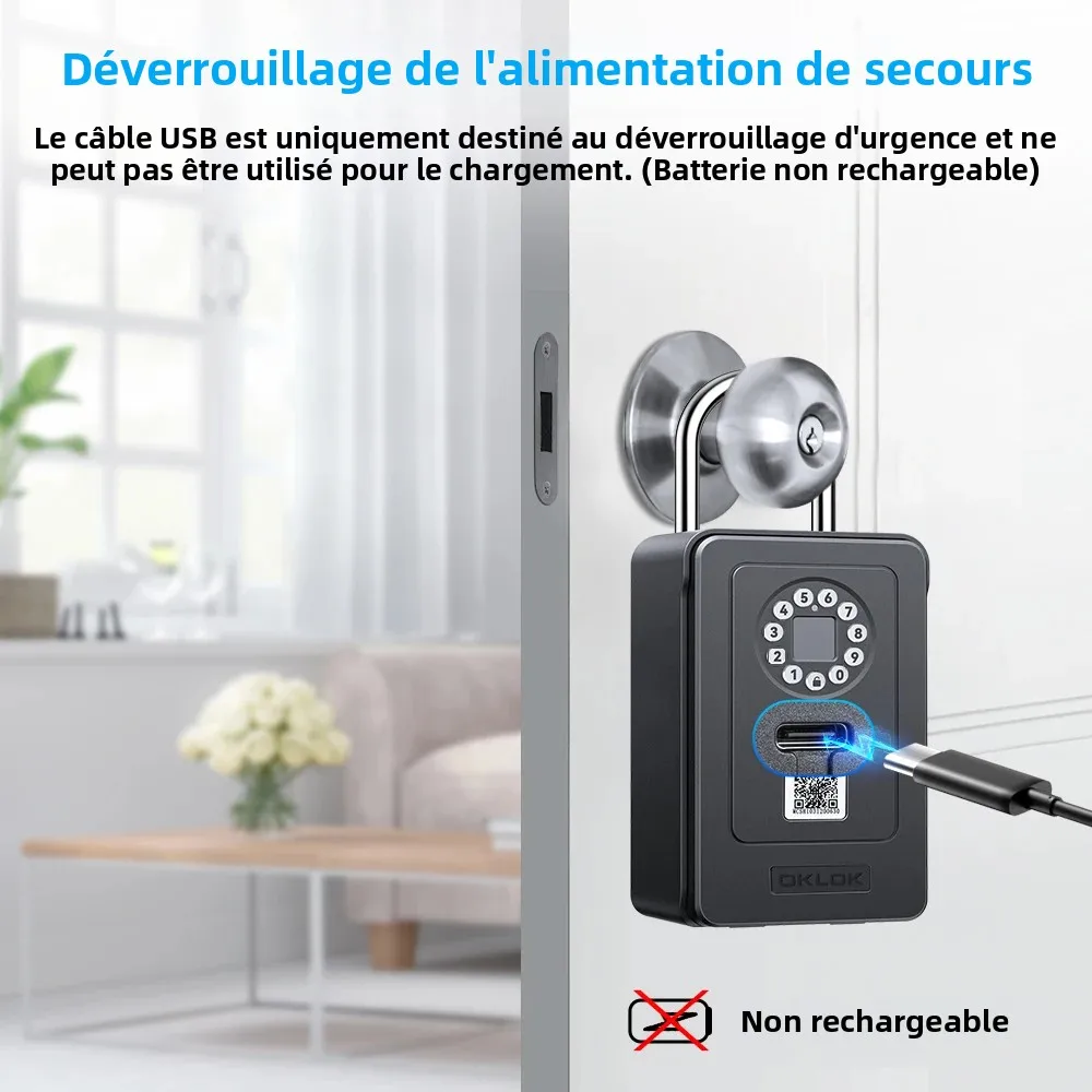 Camluxy boîte à clés intelligente clé de verrouillage de stockage de sécurité d'empreintes digitales 6 Code de mot de passe numérique boîte de sécurité Code combiné déverrouillage de carte IC