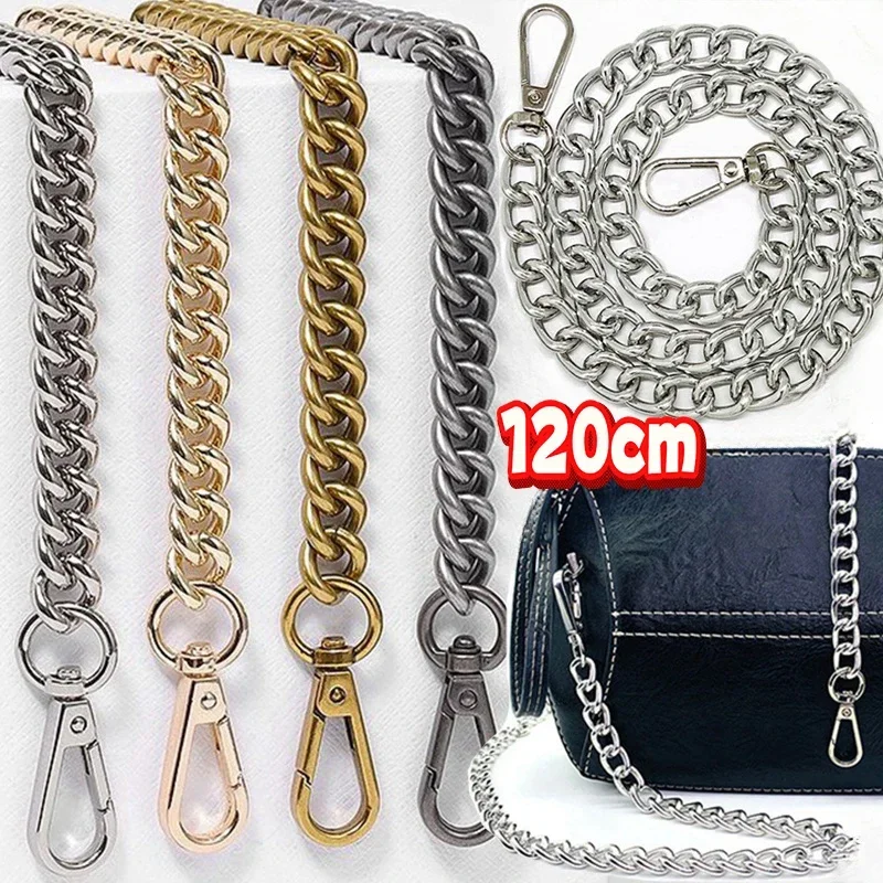 Piezas de repuesto de cadena de bolso de aluminio y Metal de 120cm, accesorios para bolso de hombro tejido a mano, correas desmontables hechas a mano DIY