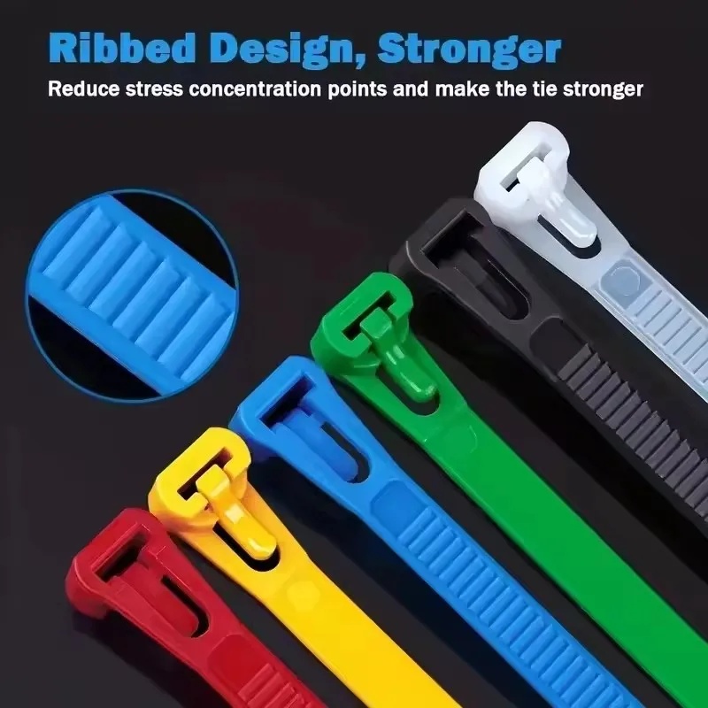 1000/100Pcs Reusable Cable Ties Cable Lock Loop Nylon Ties Removable Recyclable Mixed Colours Black White Cable Ties