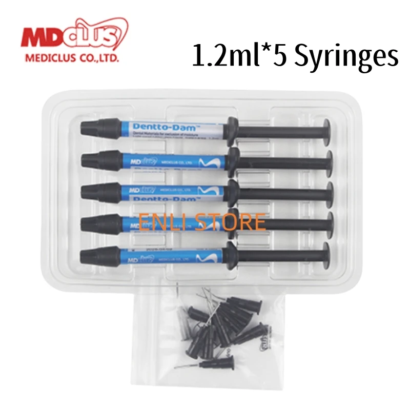 MDCLUS 1.2Ml * 5 Jarum Suntik Light-curing Gingiva Barrier Resin Dentto-Dam Pelindung Gusi Kedokteran Gigi Lab Bahan Pemodelan Gigi
