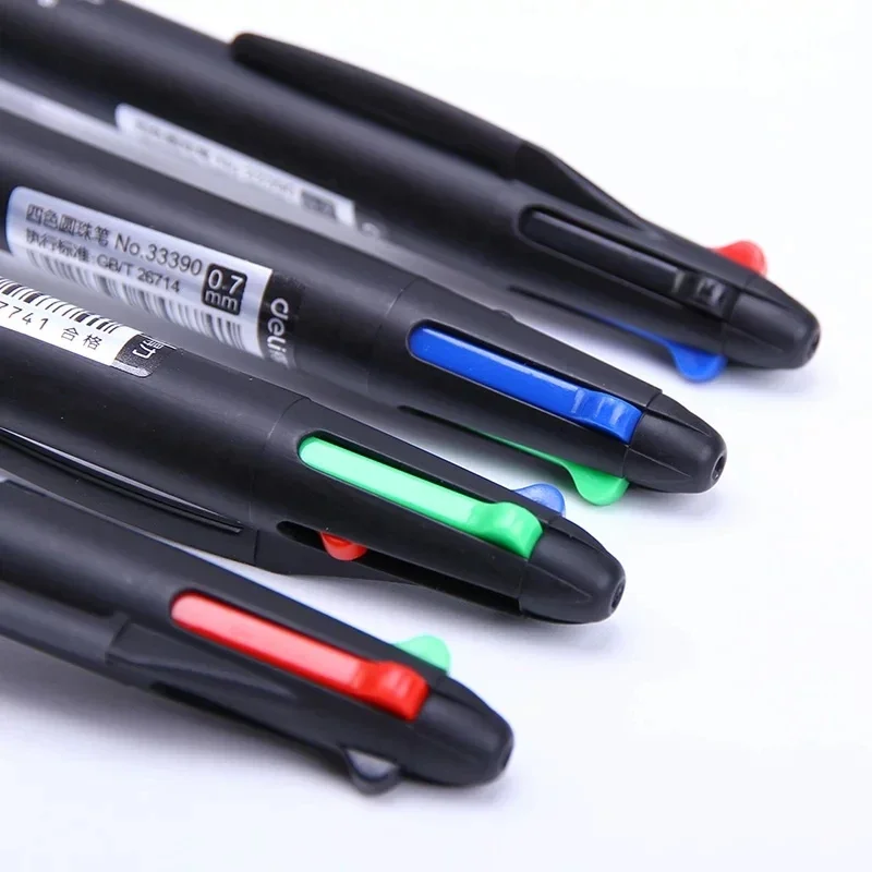 델리 4 In 1 볼펜 0.7mm 여러 가지 빛깔의 볼펜 1/2/4/12pc 블루 블랙 레드 그린 쓰기 펜 학교 사무용품
