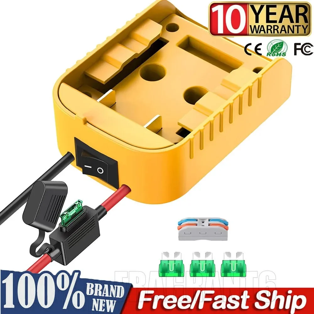 Adaptador de ruedas eléctricas para Dewalt, adaptador de batería de 20V con interruptor, fusible y terminales de cable, cable de 12AWG, bricolaje, paseo en camión, coche de control remoto, Juguetes