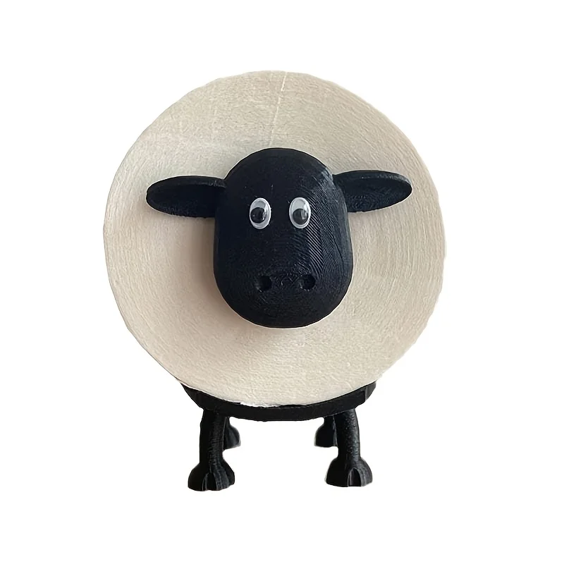 ​1/3PCS Funny Sheep Toilet Paper Holder 3D Printed Black Loo Roll Stand - Free Standing Bathroom Decor Humorous Gift for Home