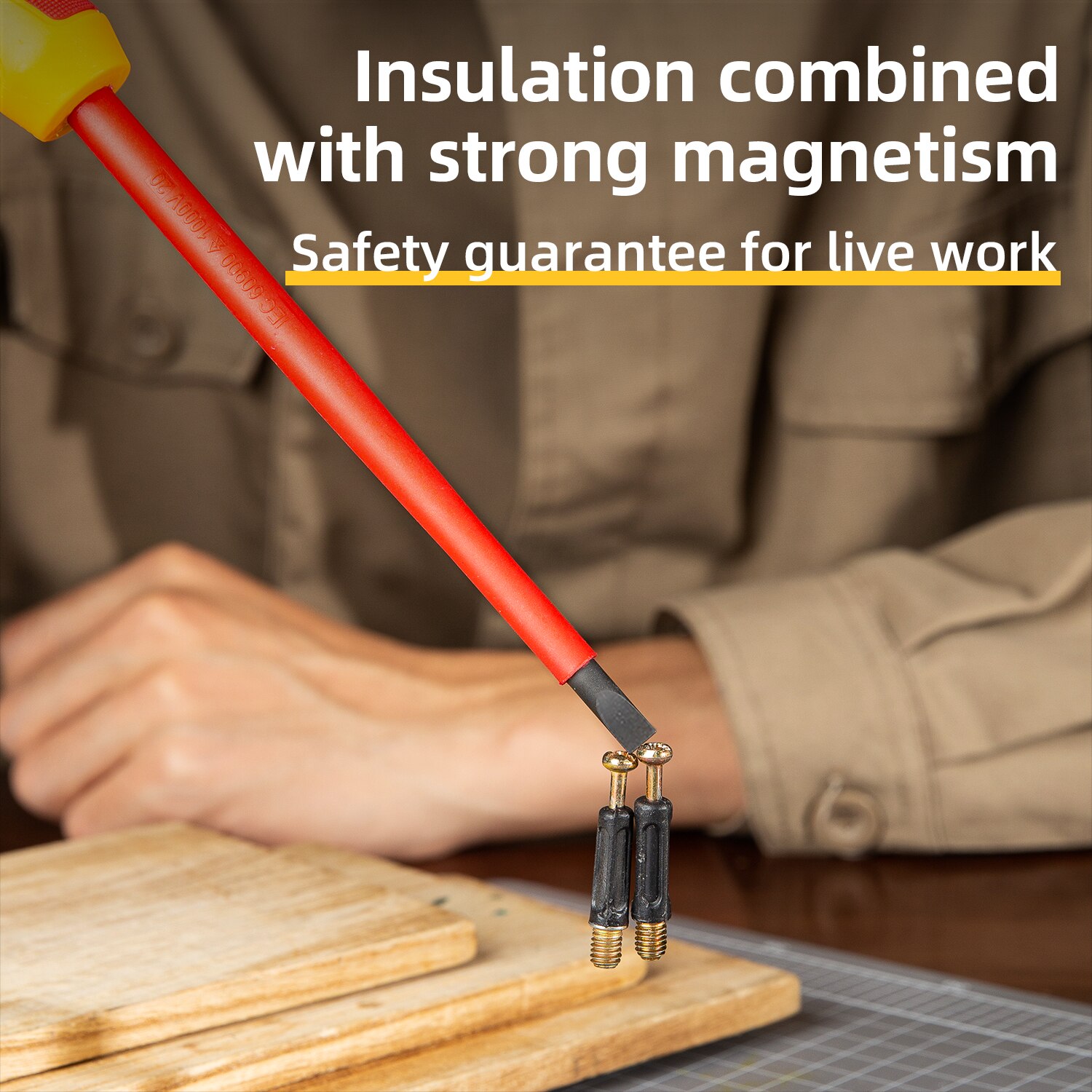 Deli-絶縁ドライバー、CR-V、ph、sl、クロージングスチール、1000v、高電圧耐性、電気技師修理ツール、1個