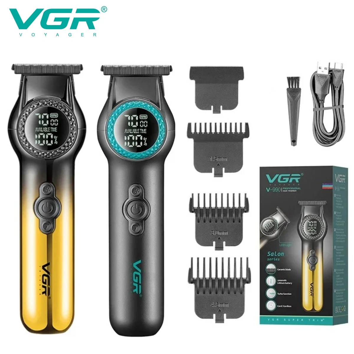 VGR Haartrimmer Schnurlos Haarschneidemaschine Barbier Elektrisch 8000 U/min Haarschneider Fachmann Haarschnitt Trimmer für Männer V-990