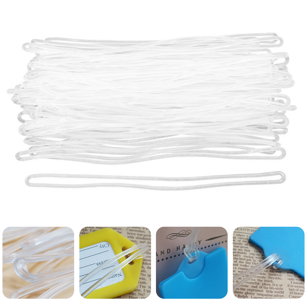 1 Juego de 100 Uds. De bucles de equipaje de PVC, etiquetas de equipaje, correas de bucle de gusano (transparente)