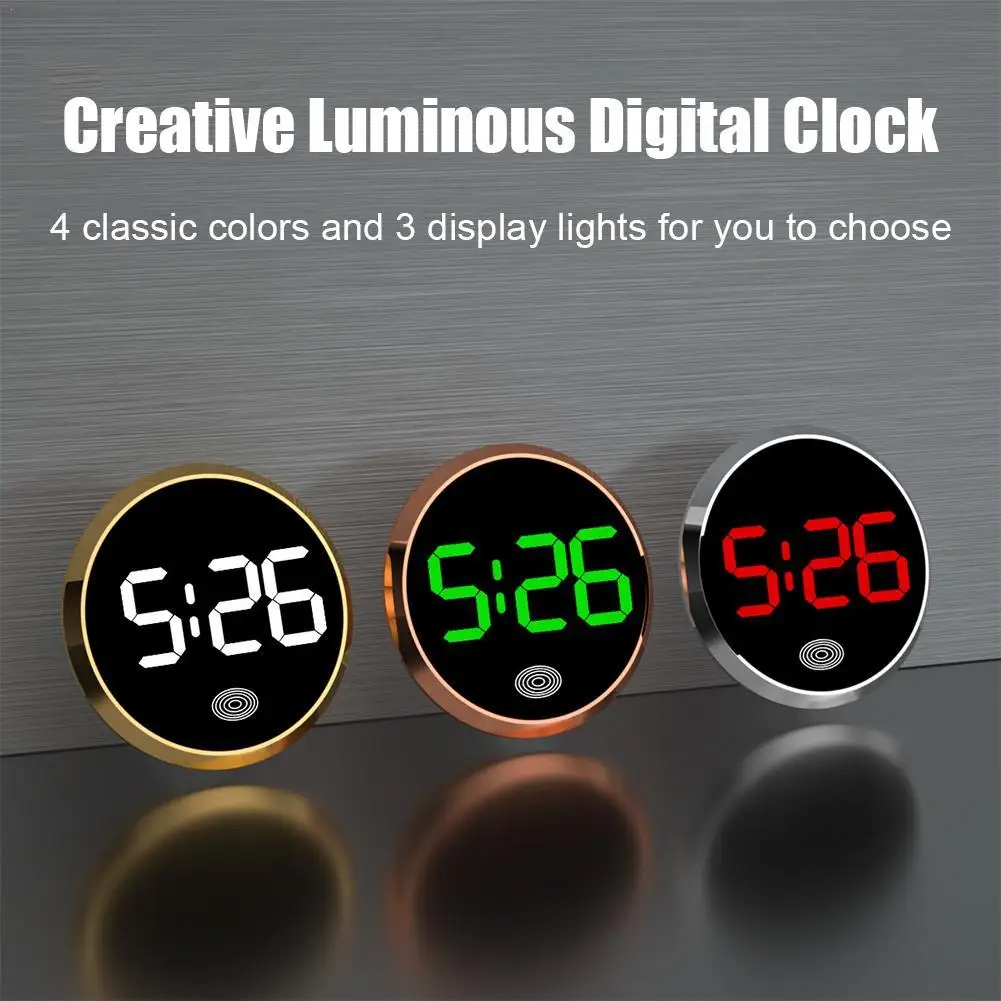 Nuevo reloj LED para coche, reloj de cuarzo Digital tipo táctil, Mini relojes digitales luminosos, reloj electrónico de aleación, accesorios internos para coche